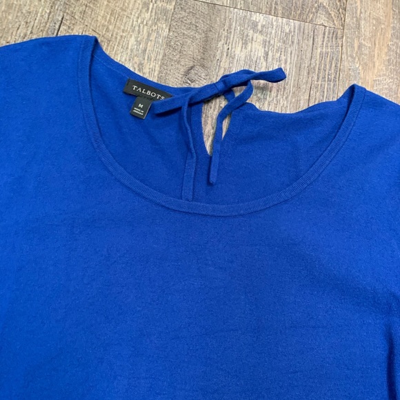 TALBOTS PULLOVER LATTICE DETAIL TIE BACK TOP - Picture 3 of 9